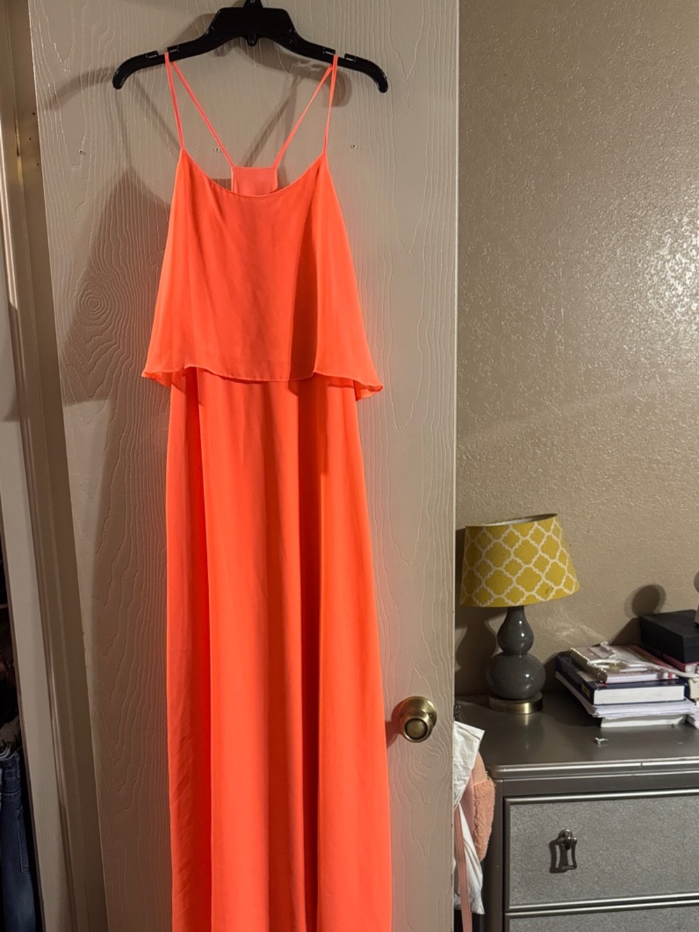 Gianni Bini Neon Coral Spaghetti-Strap Maxi Dress